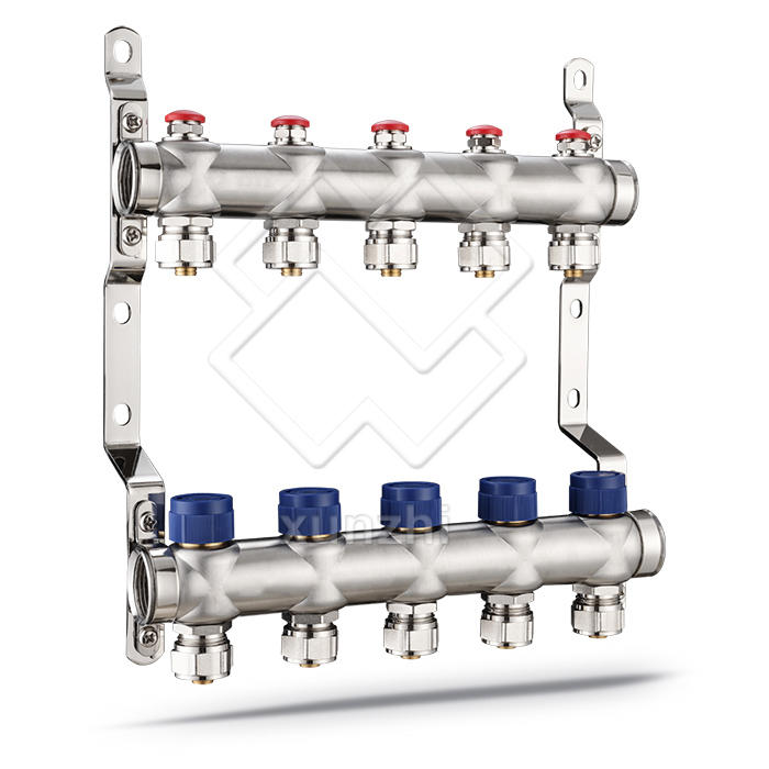 Colector de calefacción por suelo radiante de agua de distribución de acero inoxidable de ventilación de aire de la casa XNT01013 para sistema de calefacción por suelo radiante